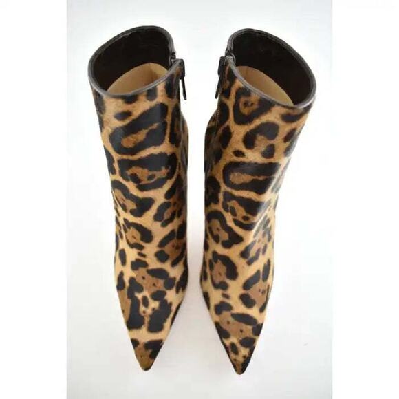 Christian Louboutin So Kate Booty 85 Black Brown Leopard Ankle Heel Bootie 38 - Picture 7 of 12